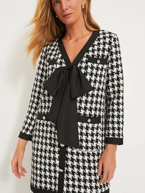 Pomander Place Black & White Houndstooth Tweed Dress